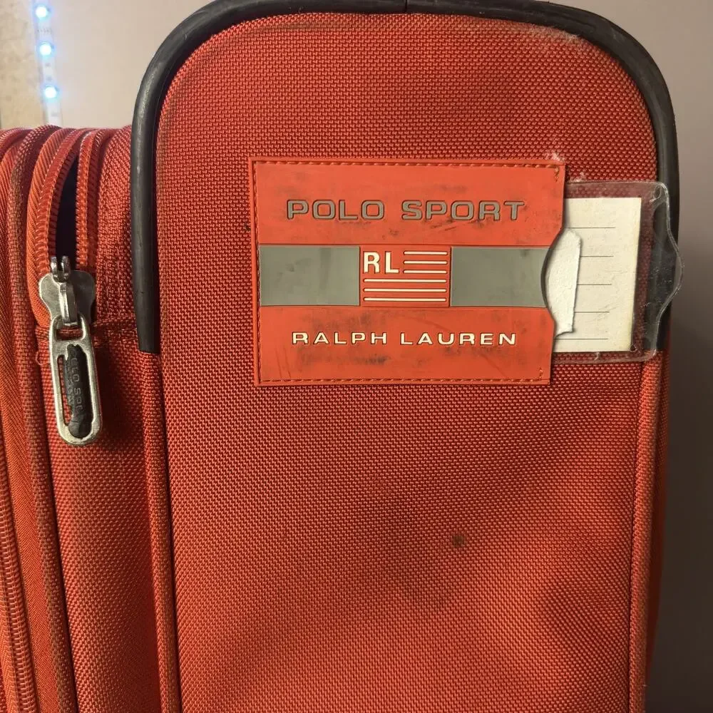 VTG Polo Sport Ralph Lauren 24” Wheeled luggage Rolling Suitcase orange